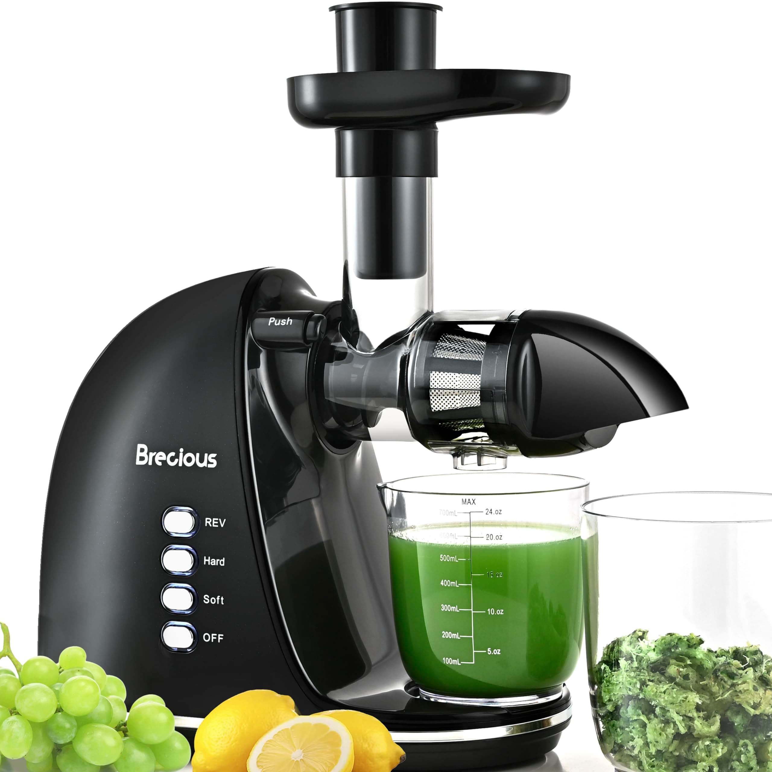 Slow Masticating Juicer, Cold Press Juicer with 2 Speed Modes & Quiet Motor,Juicer Machines Vegetable and Fruit with Reverse Function,Celery Juicer,BPA-Free,Easy to Clean (Black)