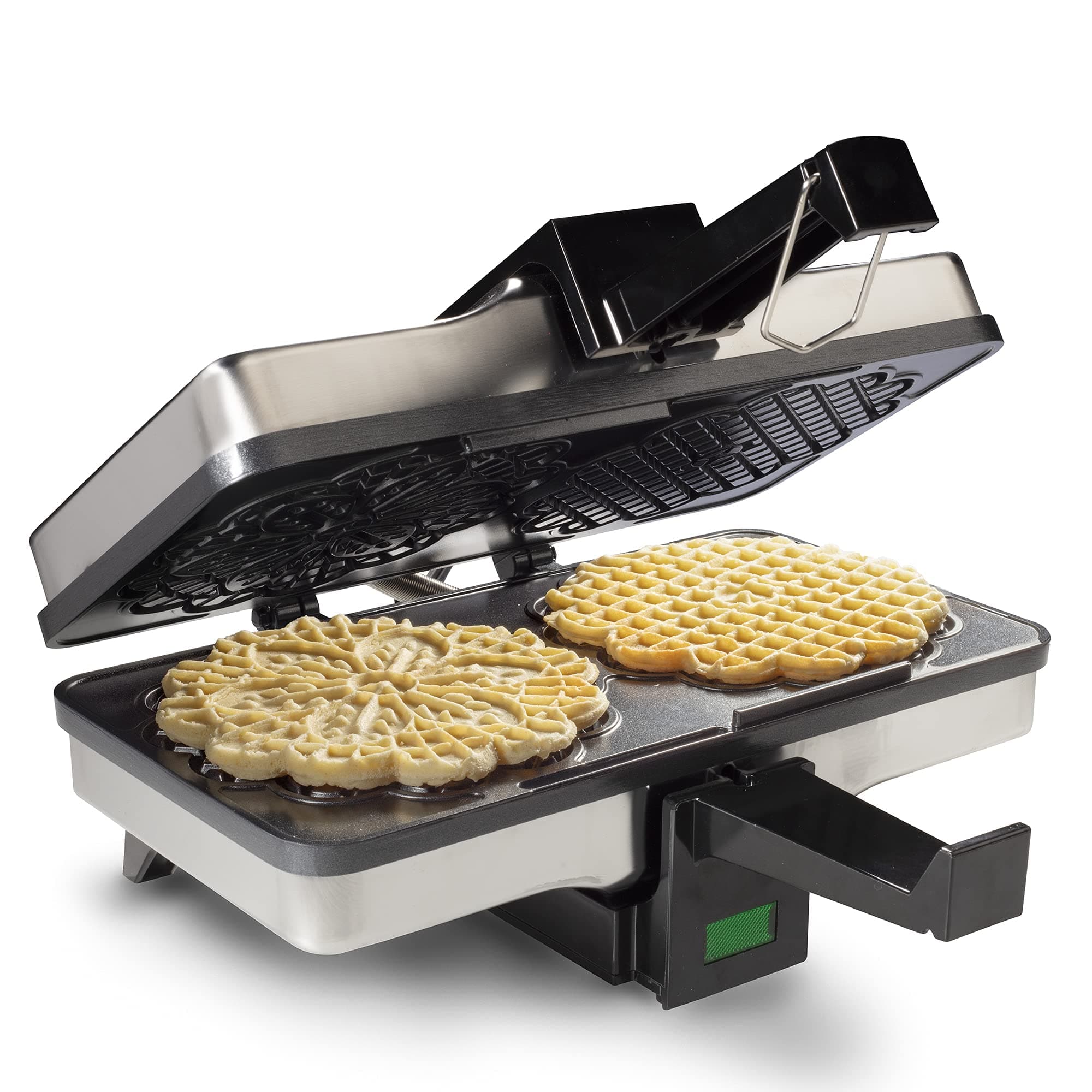 Pizzelle Maker- Non-Stick Electric Baker Press Makes Two 5-Inch Cookies at Once, Even Heating Plates- Must Have Party Baking Supplies- Italian Easter Dessert Treat Making w Recipes- Mothers Day Gift