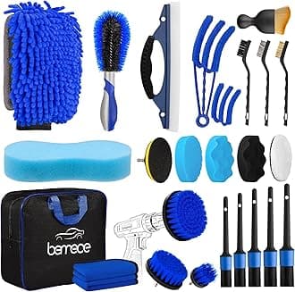 Bemece 24PCS Car Detailing Kit, Car Detail Cleaning Kit With Car Detailing Brushes and Soft Car Wash Kit, Perfect For Motorbikes, Cars, Trucks, Interior and Exterior