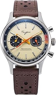 Chrono Hertiage SUCHP005Z Brown Racing Leather ST1901 Mechanical Chronograph Mens Wrist Pilot Watch Seagull 1963