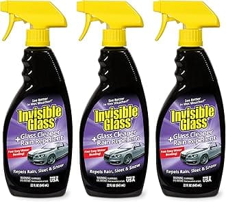 Invisible Glass 92184-3PK Glass Cleaner + Rain Repellent 2-in-1 Windshield and Window Spray, Cleans Auto Glass, Repels Rain, Sleet, Snow, Improves Wet Weather Visibility – 22 fl oz (Pack of 3)