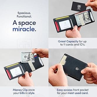 TRAVANDO Mens Slim Wallet with Money Clip AUSTIN RFID Blocking Bifold Credit Card Holder for Men with Gift Box (Black), Black