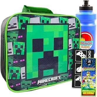 Minecraft School Supplies Set - Bundle of 6 Pc Minecraft Lunch Box, Decals, Water Bottle, and More | Minecraft Lunch Bag for Kids