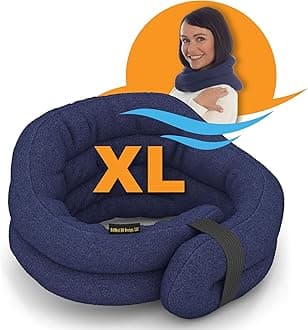 XL Microwave Heating Pad, Microwavable Heated Neck and Shoulder Wrap, Hands-Free Weighted Moist Hot or Cool Pack, Soft Fleece Cover and Flaxseed Filling, 30 Inch Extra-Long Length, Navy