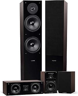 Elite High Definition Surround Sound Home Theater 5.0 Channel Speaker System Including Floorstanding Towers, Center Channel and Rear Surround Speakers - Natural Walnut (SXHTBW)