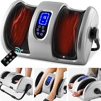 Heated Shiatsu Foot Massager for Pain Relief, Plantar Fasciitis, Neuropathy, Blood Circulation w/Compact Design - Silver