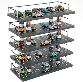 Seenelling Storage Display Garage for Hot Diecast Wheels Toy Car Parking Garage Diorama Freestanding Storage Display Case for 1/64 Scale Diecast with 5 Levels 30 Spots Maximum 50 Cars
