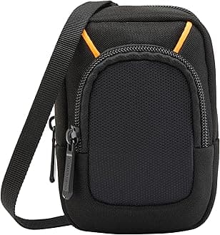 Amazon Basics Large Point and Shoot Padded Camera Case with Adjustable Shoulder Strap, Belt Loop, Interior Dimension 5.2 x 3.2 x 1 inches, Black