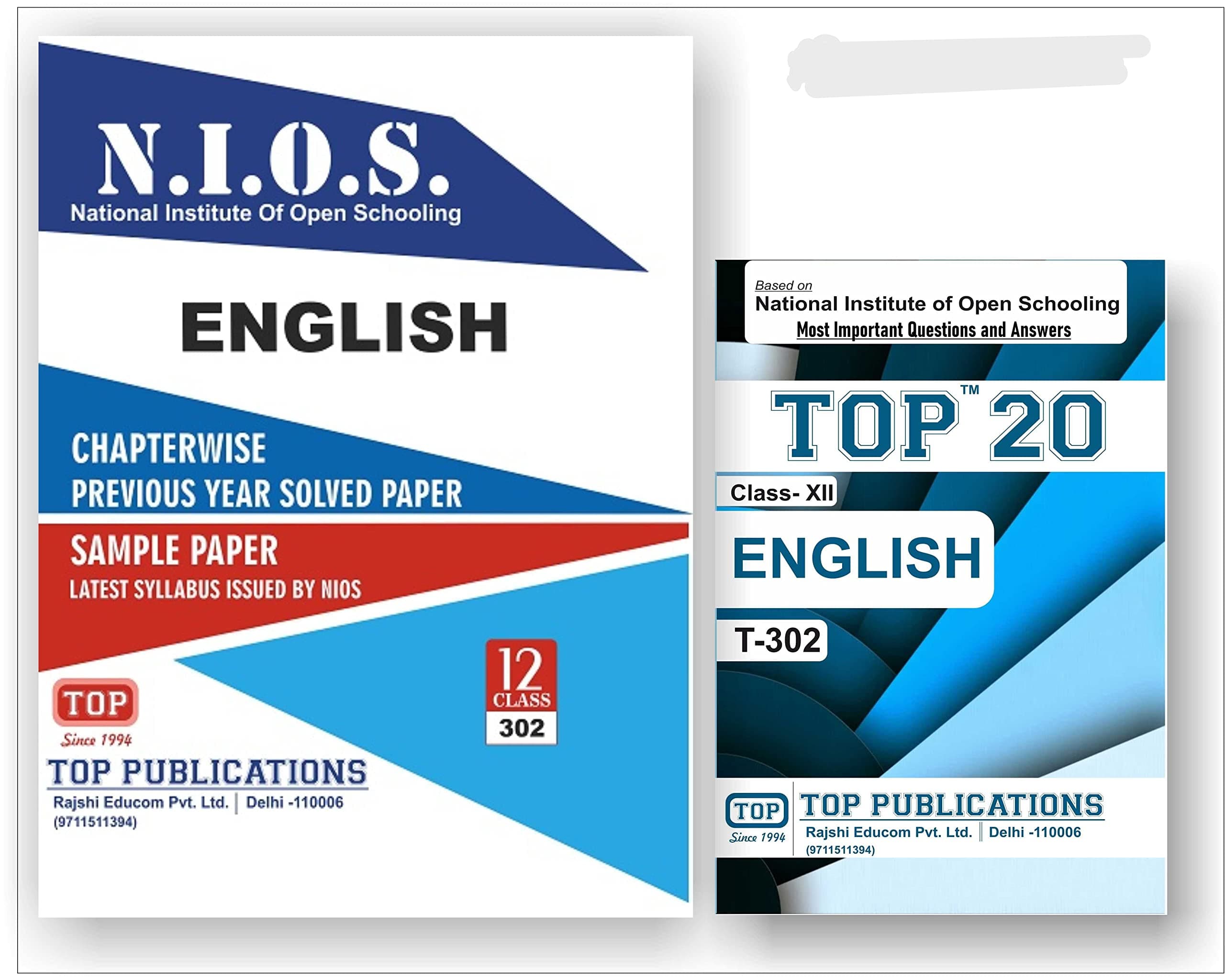 TOP NIOS Class 12 English T - 302 Chapterwise Solved Sample Papers + TOP 20 Most Important Question Answers (Mini Book) - Set of 2 Books Perfect Paperback – 31 January 2025