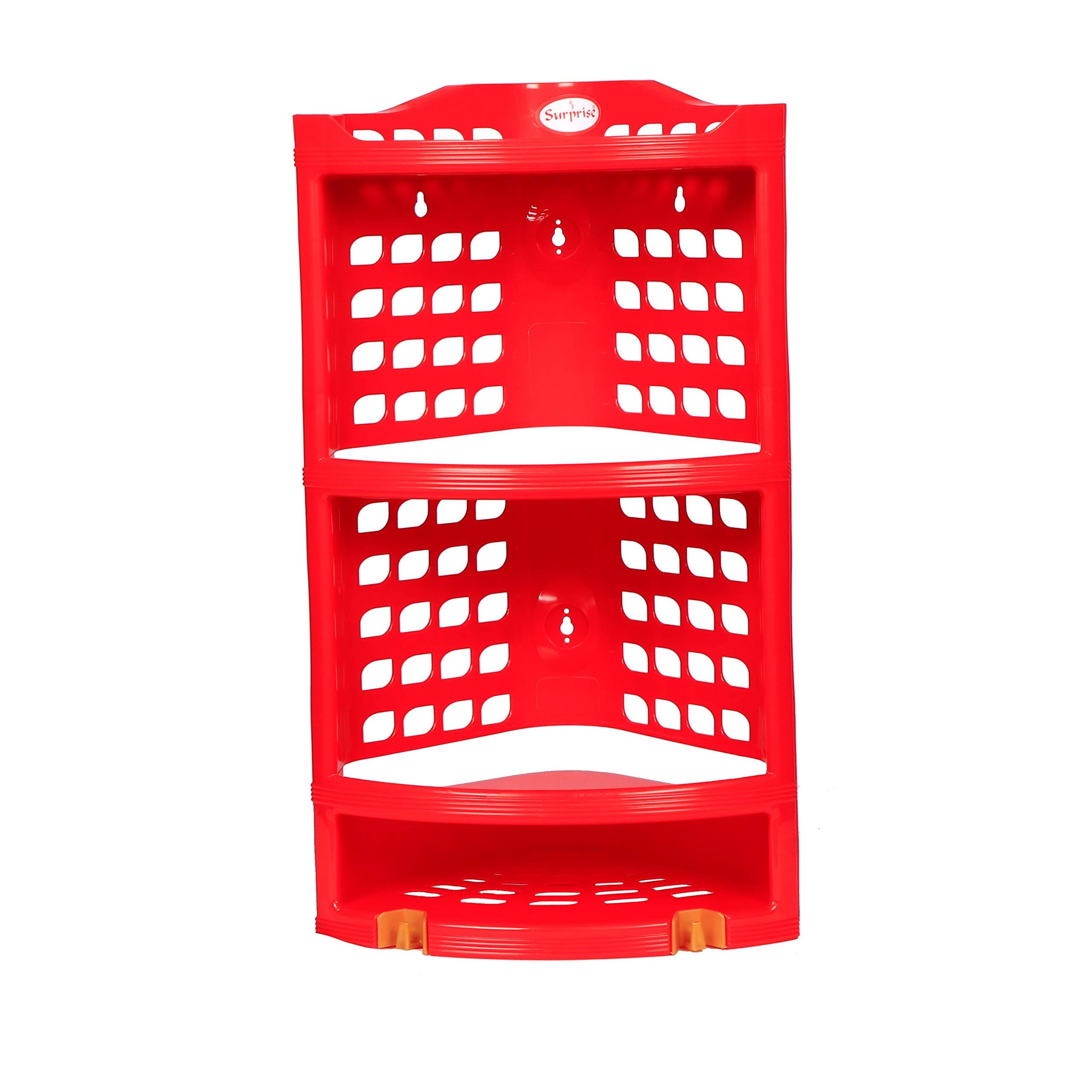 Surprise® Multi Purpose Plastic Corner Rack – Stylish Storage Shelf for Kitchen/Living Room/Bathroom RED
