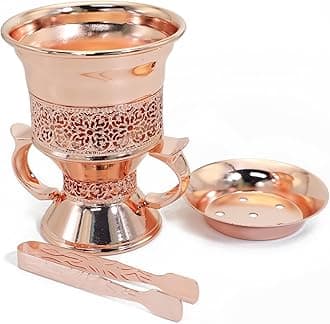 BEYLAB Frankincense Resin Incense Burner, Incense Censer, Bakhoor Burner, Charcoal Incense Burner, Incense Burner with Handle Tongs for Yoga, Spa Aromatherapy - Rose Gold