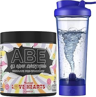 Applied Nutrition Bundle ABE Pre Workout 375g + Electric Shaker | All Black Everything Pre Workout Powder, Energy Drink, Physical Performance, Creatine, Beta Alanine, Caffeine (Love Hearts)