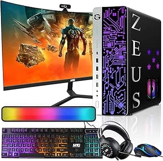 TechMagnet HP G3 Gaming Desktop PC, Intel i7 6th Gen, GT 1030 2GB DDR5, 16GB RAM, 256GB SSD + 2TB HDD, MTG 24-inch Curved Gaming Monitor, RGB Kit, Windows 11 Pro (Renewed)