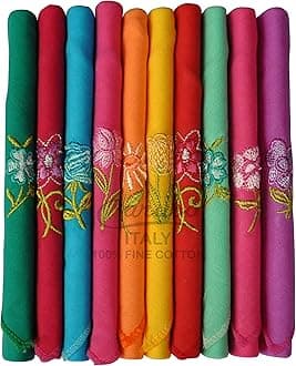 Caruso Italy Women's 100% Pure Cotton Handkerchief | Lady's handkerchief, Soft Hanky | - Pack of 10