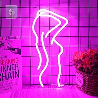 Anywin Woman Neon Signs Girls Neon Signs for Wall Decor, Sexy Girl Women Body Back Neon Lights, Pink Led Neon Signs with USB Cable & Dimmer for Bedroom