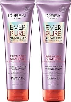 L’Oréal Paris Hair Care EverPure Sulfate Free Frizz Defy Shampoo, with Marula Oil, 2 Count (8.5 Fl; Oz each) (Packaging May Vary)