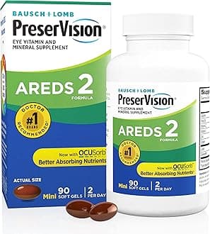 PreserVision AREDS 2 Eye Vitamins, #1 Eye Doctor Recommended Brand, Lutein and Zeaxanthin Supplement with Vitamin C, Vitamin E, Zinc, and Copper, 90 Softgels (Minigels)