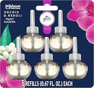 Glade PlugIns Refills Air Freshener, Scented and Essential Oils for Home and Bathroom, Orchid & Neroli, Fresh Collection 3.35 Fl Oz, 5 Count