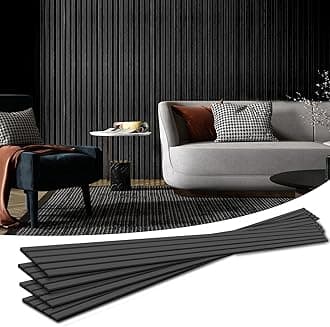 Art3d 4-Piece Wood Slat Acoustic Panels for Stylish Decor and Noise Reduction, 3D Textured Panel for Ceiling and Wall, Matte Black