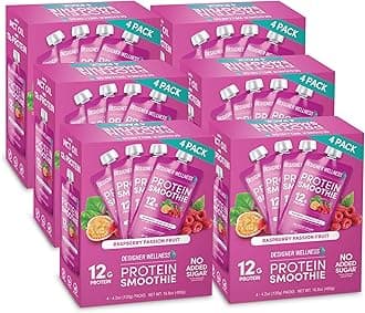 Protein Smoothie, Real Fruit, 12g Protein, Low Carb, Zero Added Sugar, Gluten-Free, Non-GMO, No Artificial Colors or Flavors, Raspberry Passion Fruit, 24 Count