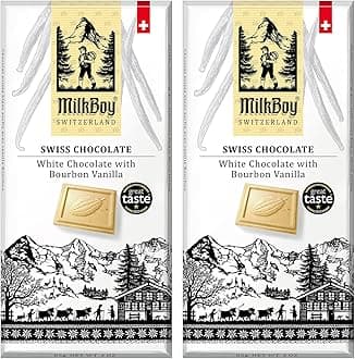 Milkboy Swiss Chocolates White Chocolate Bars - Gourmet Bourbon Vanilla Chocolate Bars - Made with Pure Natural Vanilla - White Premium - Gluten Free - Non-GMO - Kosher - 3 oz, Pack 2