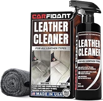 Carfidant Ultimate Leather Cleaner - Full Leather & Vinyl Cleaning Kit with Microfiber Towel for Leather & Vinyl Seats, Automotive Interiors, Car Dashboards, Sofas & Purses! - 18oz Kit