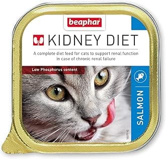 – Beaphar – Kidney Diet Food for Cats 100g – Tasty Salmon Flavour – Complete Dietetic Food for Cats with Chronic Renal Insufficiency –– Restricted Level of Protein – Low Phosphorus Content