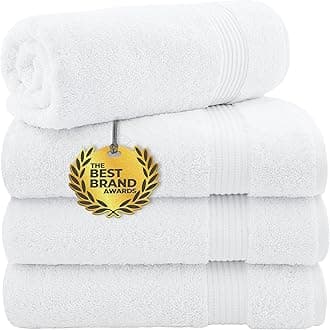 4 Piece Turkish Bath Towels for Bathroom, Extra Large Soft Plush Towels Bathroom Set, White