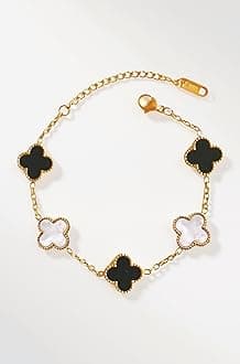 Clover Anti Tarnish Bracelet for Women Stylish | Stainless Steel Bracelet for Woman | Fashion Jewellery for Women Aesthetic Accessories for Girls Chain Bracelet Gold