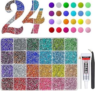 24000PCS 24 Color 3mm Crystal Resin Rhinestones Flatback SS10 Colorful Rainbow Stones Gems Diamonds for Nails Face Eyes Makeup Tumblers Bottles DIY Crafts Bedazzling Crafting Clothes Shoes