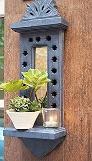 Culturway Antique Wood Wall Hanging Jharokha Mirror