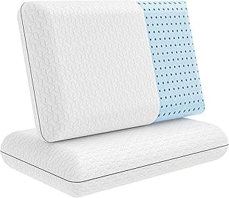 VavertoQueen Size Gel Memory Foam Pillow - 2-Pack Firm Foam Pillow for Neck, Shoulder Support - Ideal for Back, Side, Stomach Sleepers - Cooling Memory Foam Pillows for Home, Hotel, Hospital