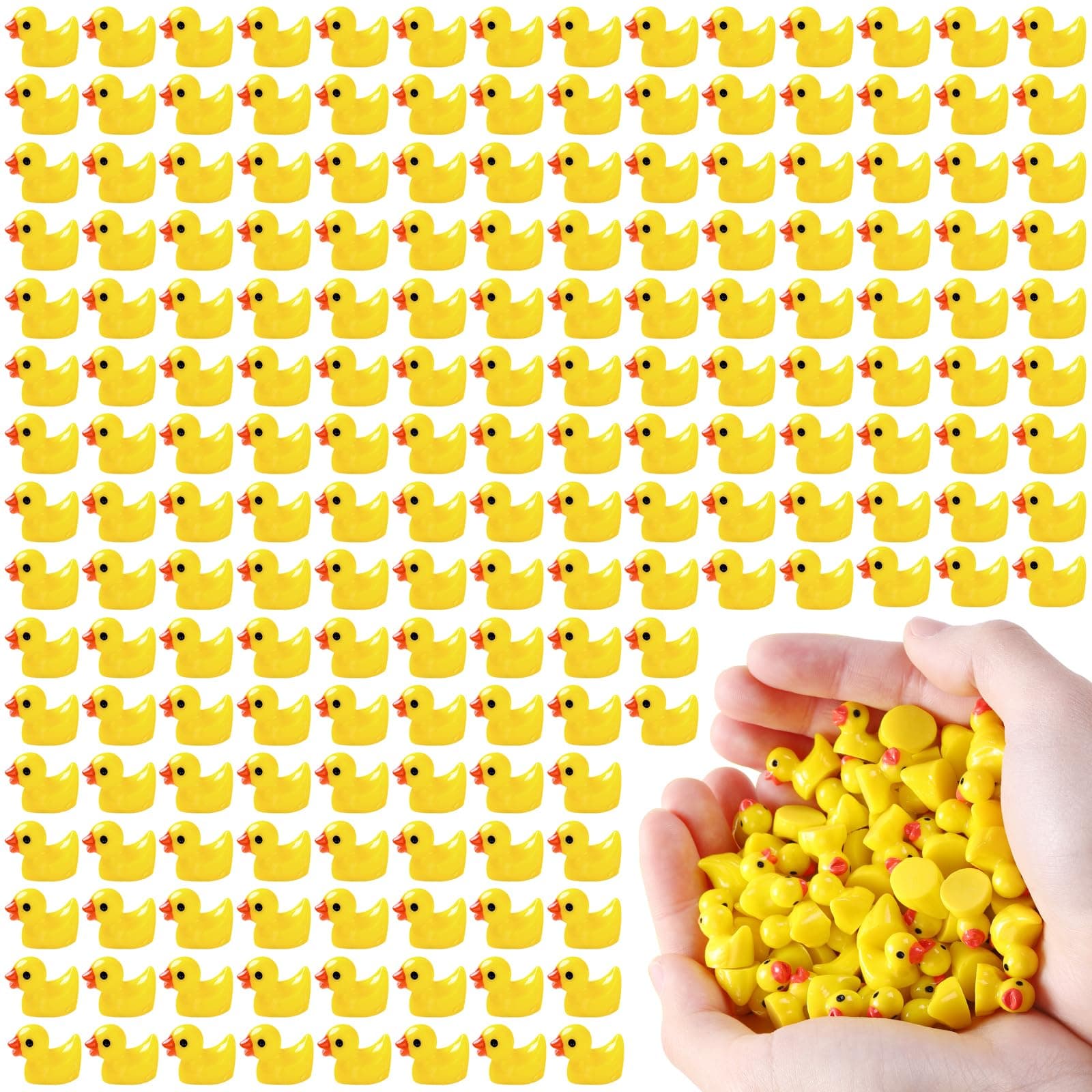 200Pcs Mini Resin Ducks Yellow Tiny Bulk Little Duck Figures Plastic Small Miniature For Dollhouse Decor Micro Fairy Garden Landscape Aquarium Toys