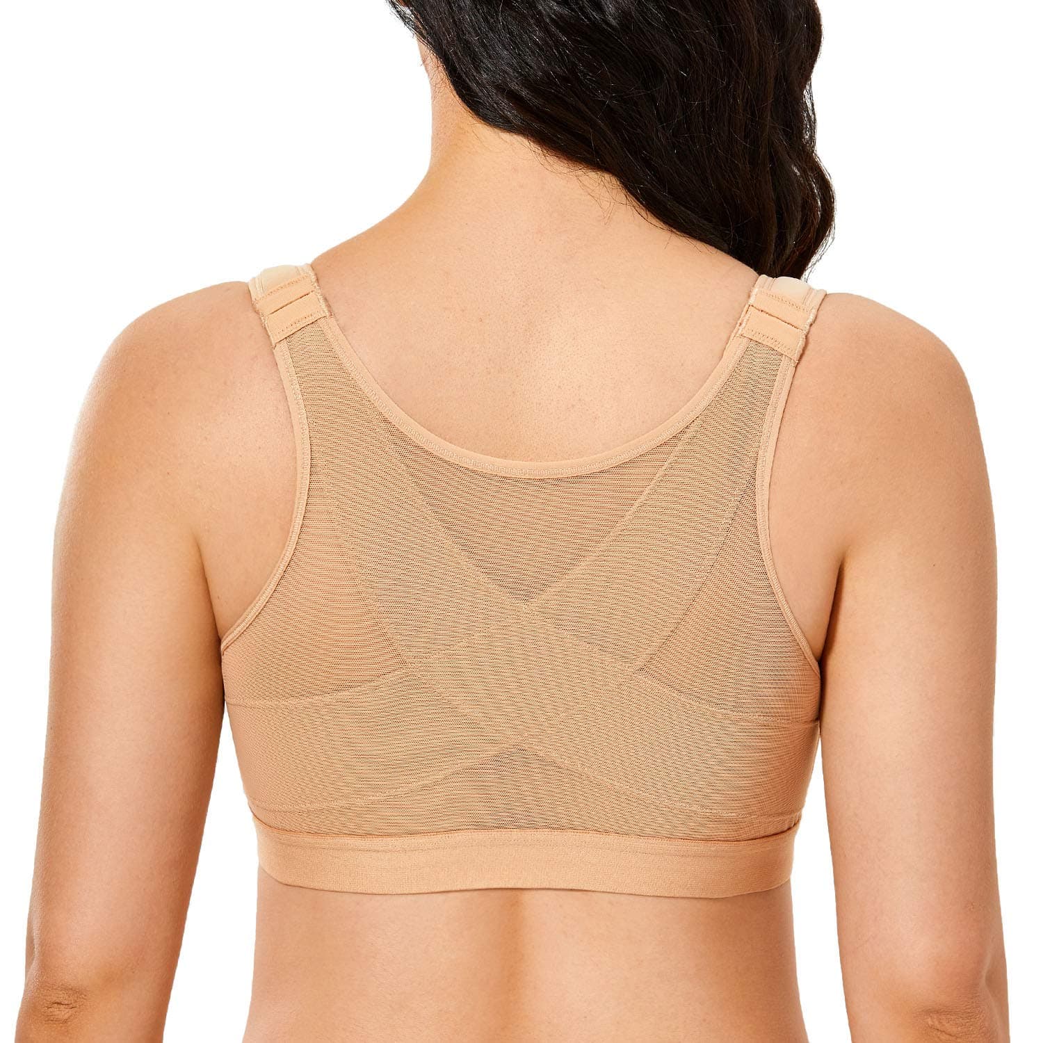 DELIMIRA Women's Front Closure Posture Wireless Back Support Full Coverage Bra