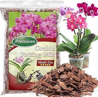 Orchid Bark Potting Mix,Premium Orchid Potting Mixture of Pine Bark and Perlite,Good Ventilation and Water Retention for Repotting Orchids and Growing Indoor Plants,4QT