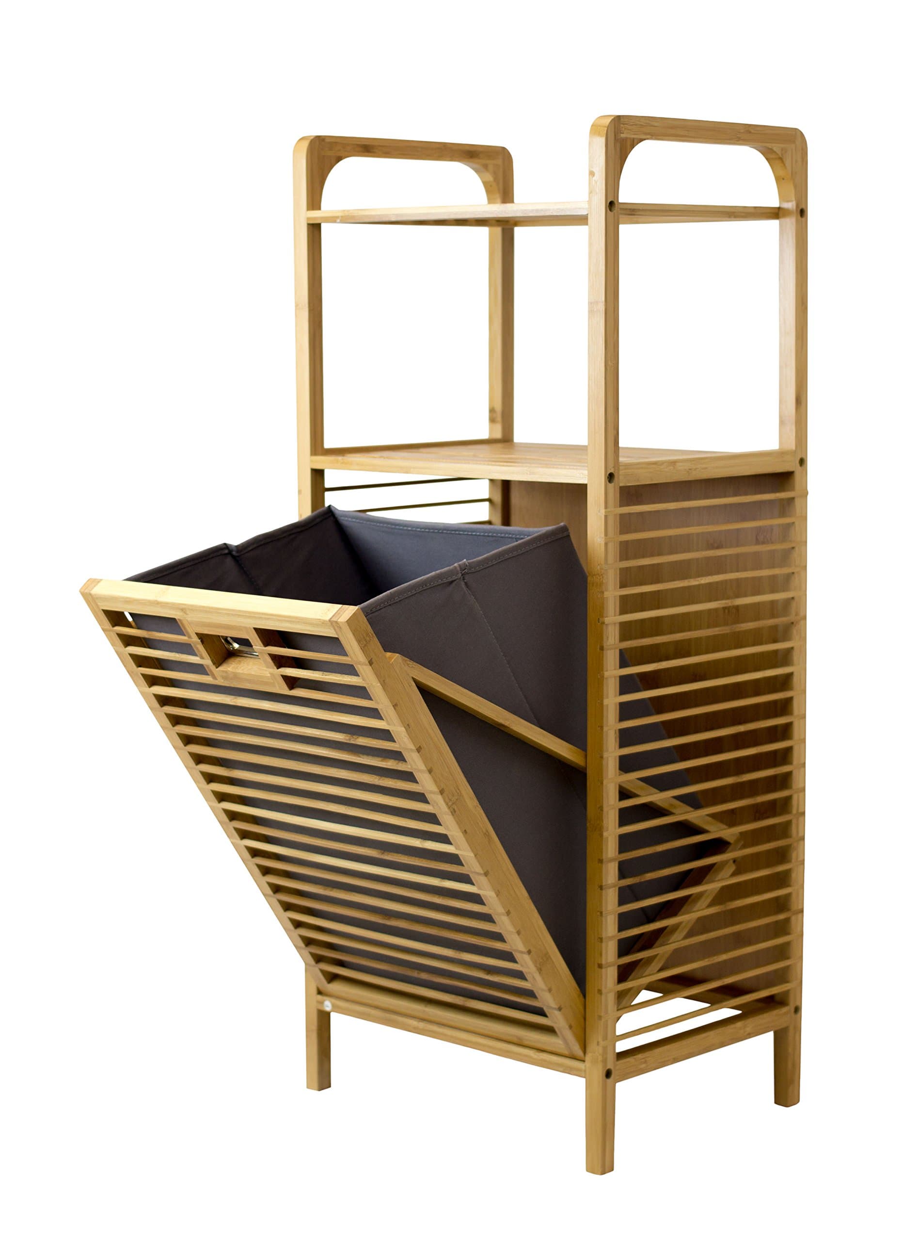 SpaceMaster Storage Bamboo Laundry Hamper with Tilt, Brown