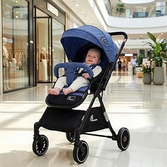 R for Rabbit Street Smart Nova Stylish Baby Stroller | Pram with Reversible Handle, One Hand Fold Mechanism for 0-3 Years Boy & Girl (Blue Black)