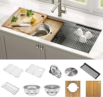 Kraus Kore 2-Tier Workstation Undermount 16 Gauge Single Bowl Stainless Steel Rust-Resistant Finish Kitchen Sink with Integrated 2-Step Ledge and Accessories (45-inch) - Pack of 10