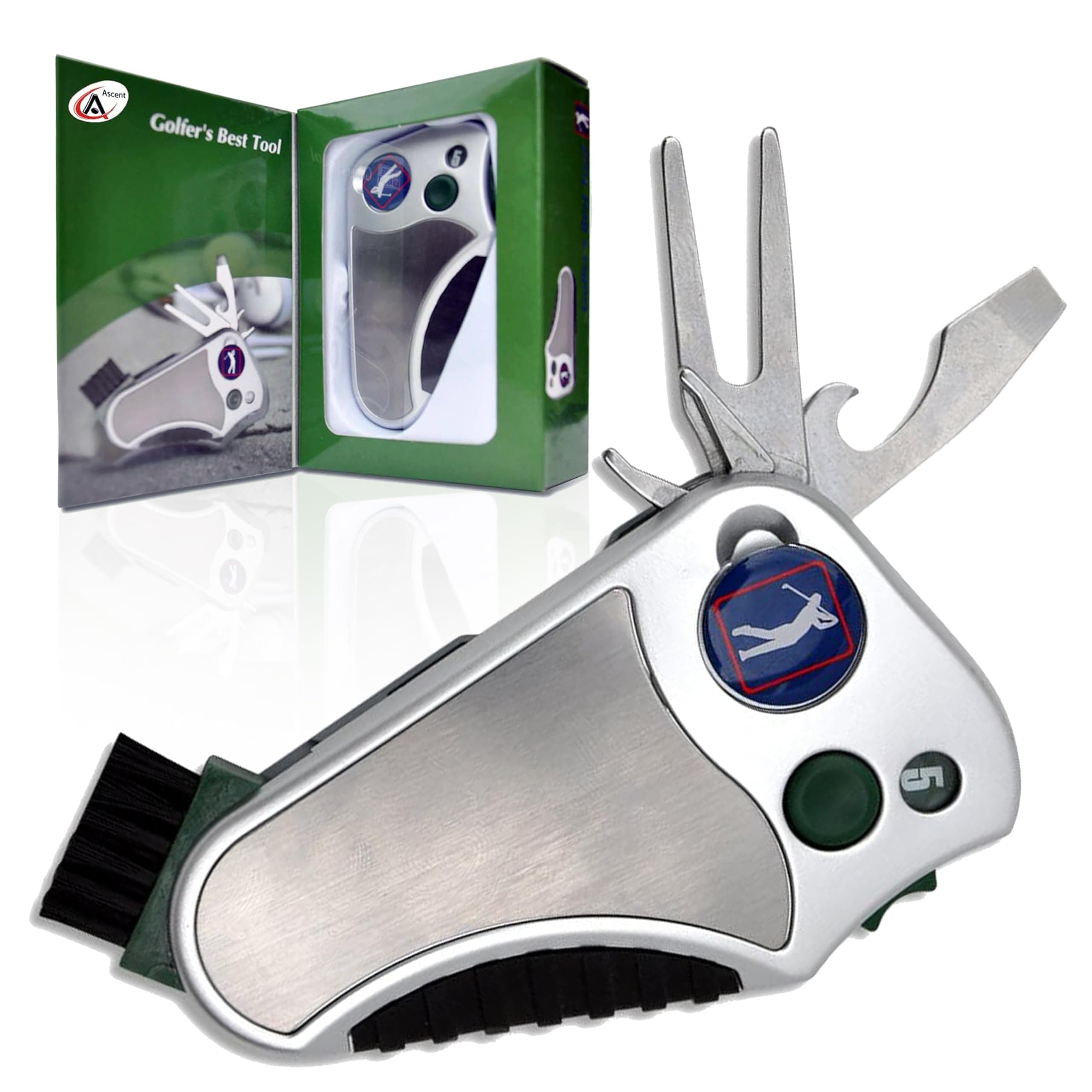 Golfer's Best Tool – 6-in-1 Golf Multitool for Men & Women | Stroke Counter, Divot Repair, Brush, Ball Marker, Cleat Tightener, Club Cleaner | Compact Golf Gift & Souvenir