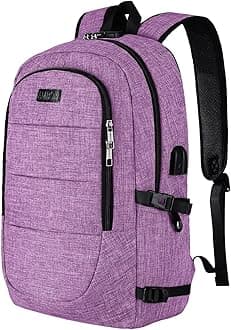 AMBOR Travel Laptop Backpack, 15.6-17.3 inch Anti Theft Business Laptop Backpack with USB Charging Port, Water Resistant Travel Backpack for Men & Women, College School Computer Bag Gift for Men, Pink