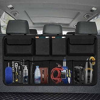 Car Trunk Organizer, Large Capacity Car Organizers and Storage with 8 Pockets, Waterproof Backseat Hanging Organizer for SUV, Truck, MPV, Interior Accessories for Men and Women
