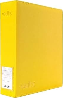 Trading Card 3 Ring Binder, fits 9 Pocket Pages, 900 Cards, Exo-Tec Material, Easy Open, D-Ring Clip Folder for Collectible Card Games, Sports, TCG (Yellow, Large)