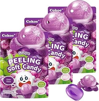 - COKOC Peelable Gummies Grape,Peeling Gummies Grape Candy,Individual Packaging 2.64oz Bag Fruit Peelable Candy(Pack of 3) Easter Candy Bag