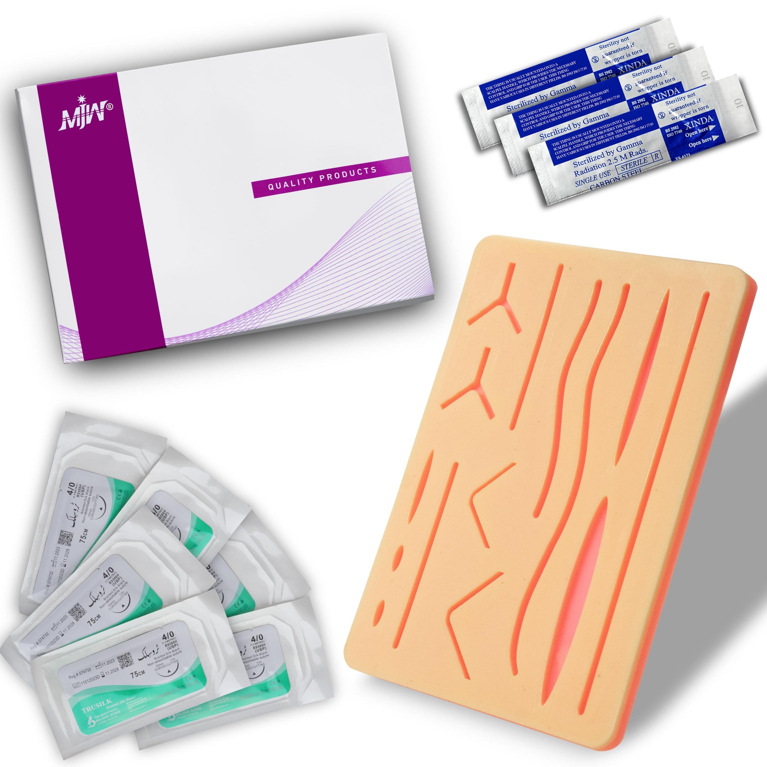 Suture Practice Pad 3 Layer 14 Wound 5x7" with Silicon Thread Durable Silicon Skin Suture Pad to be used by Students for Training and Practice of Medical | Veterinarian Students and Nurses