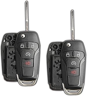 2X Remote Start Flip Key Fob Shell Case Replacement for Ford N5F-A08TDA, 5923694