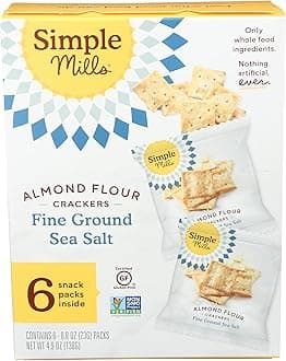 Simple Mills Almond Flour Crackers, Fine Ground Sea Salt Snack Packs - Gluten Free, Vegan, Healthy Snacks, 4.9 Ounce (Pack of 1)