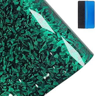 Forged Carbon Fiber Gloss Green Vinyl Wrap Sticker Free Bubble Air Release DIY Decal Car Auto Vehicle Morotcycle Self Adhesive (50cm x 100cm)