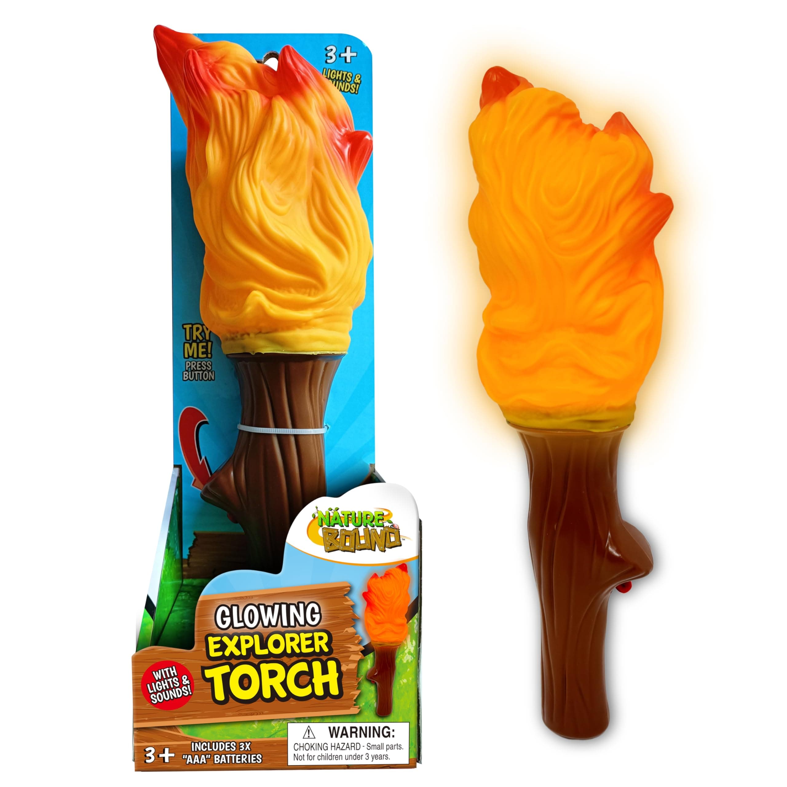 Nature BoundExplorer Torch Campfire Light: Glowing & Flickering Light with Nature Sound Effects - Indoor & Outdoor Play, Camping Adventures, and Pretend Campfires