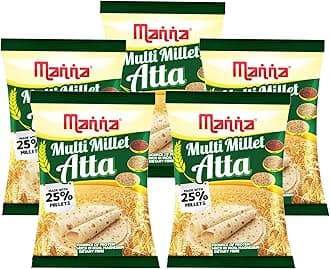 Multigrain Atta/Multi Millet Atta 5Kgs (with millets Flour) | Certified Low GI Wheat Flour with 25% Millets | High Protein & Fibre | Diabetic Friendly (5 X 1Kg Packs)