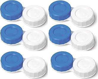 Blue & White Contact Lens Storage Soaking Cases UK Made L & R Marked Lids (6 Cases)